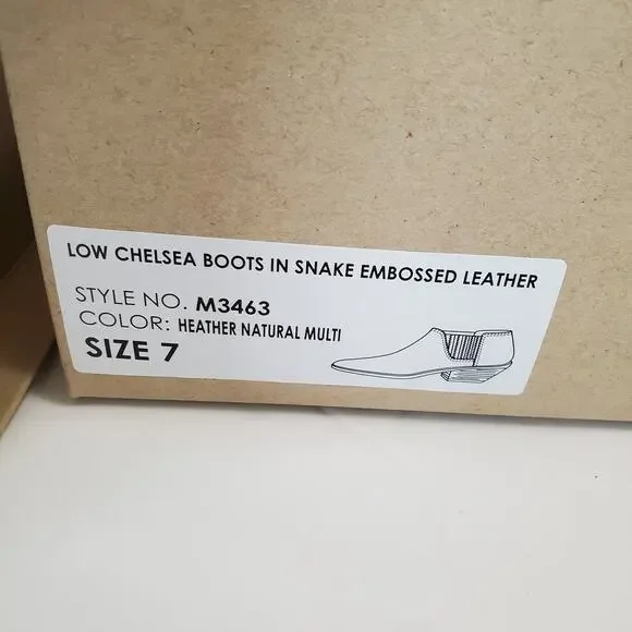 NEW Madewell Low Chelsea Boot Snake Embossed Leather 7 Tan Ankle Natural Animal - Picture 7 of 7
